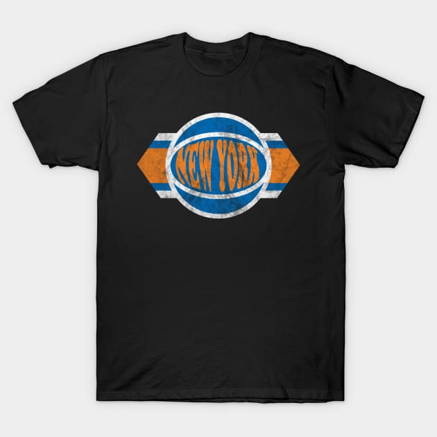New York Basketball retro and distressed ball and stripe T-Shirt by MulletHappens